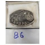 Polished pewter Nevada state buckle