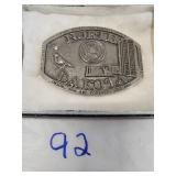 Polished pewter North Dakota state buckle