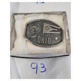 Polished pewter Ohio state buckle