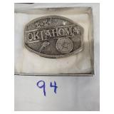 Polished pewter Oklahoma state buckle