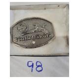 Polished pewter South Dakota state buckle