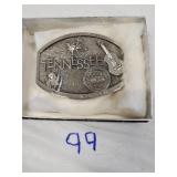 Polished pewter Tennessee state buckle