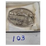 Polished pewter Virginia state buckle