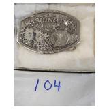 Polished pewter Washington state buckle