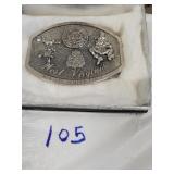 Polished pewter West Virginia state buckle