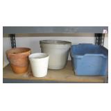 3 Flower Pots & Rubbermaid Tub
