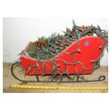 Red Xmas Sleigh w/ Lights & Cast Iron Broiler