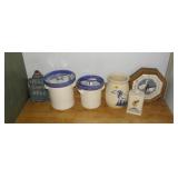 Ceramic Canisters, Goose Decor, Match Holder,