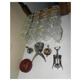 16 Wine Goblets/ Cork Screw/ Lemon Squeezer