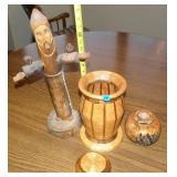 Handturned Vase w/ Lid, Wooden Man,