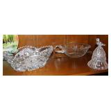Cut Glass Creamer & Sugar, Spoon, Bowl, Misc