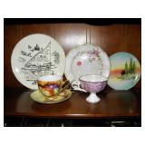 3 Decorative Plates, 2 Cups & Saucers