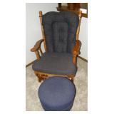 Glider Rocker w/ Footstool- Blue