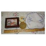 Music Box, Pin Cushion, Hair Box, Doily