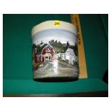 Half Gallon Crock w/ Painted Farm Scene