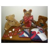 2 Bears, Wood Bear, Cat Pillows, Stuffed Dolls