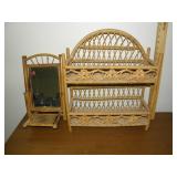 Wicker Shelf & Mirror