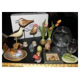 Gold Hen on Nest, Wood Birds, Glass Eggs