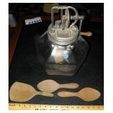 Dazey Hexagon Glass Butter Churn w/ Paddles