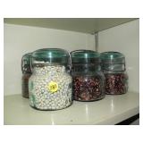 6 Atlas, Easy Seal, 5" Jars w/ Glass LId