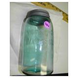7"h Red Key Mason Jar,Light Blue