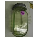 7"h Green Square Jar w/ Atlas Lid