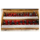 handy tough test router bit set w/wood box