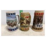 3 Budweiser Beer Steins