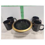 Misc. Dishes - black w/gold rim