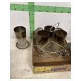 Silver rimmed Water glasses with coasters