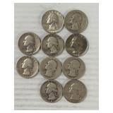 10 WASHINGTON QUARTERS 90%SILVER