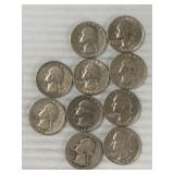 10 WASHINGTON QUARTERS 90%SILVER