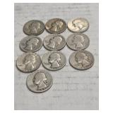 10 WASHINGTON QUARTERS 90%SILVER