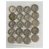 20 MERCURY DIMES 90% SILVER
