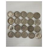 20 ROOSEVELT DIMES 90% SILVER