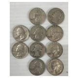 10 WASHINGTON QUARTERS 90%SILVER