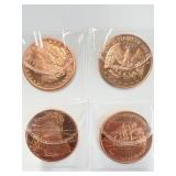 4 1 oz ADVP copper rounds  .999 fine