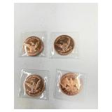 4 - 1 0z AVDP copper rounds .999 fine