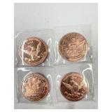 4 - 1 oz ADVP copper rounds .999 fine