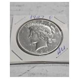 1927-P AU PEACE SILVER DOLLAR