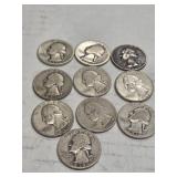 10 WASHINGTON QUARTERS 90%SILVER