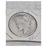 1923-S VF PEACE SILVER DOLLAR