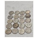 20 ROOSEVELT DIMES 90% SILVER