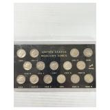 1941-45 SILVER MERCURY DIME SET 15 PCS.