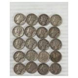 20 MERCURY DIMES 90% SILVER