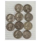 10 WASHINGTON QUARTERS 90%SILVER