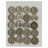 20 ROOSEVELT DIMES 90% SILVER