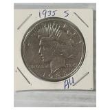 1935-S AU PEACE SILVER DOLLAR