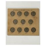 11 PCS, SET WAR NICKELS 35% SILVER
