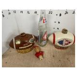 2 HUSKER Jim Bean decanters and pepsi bottle